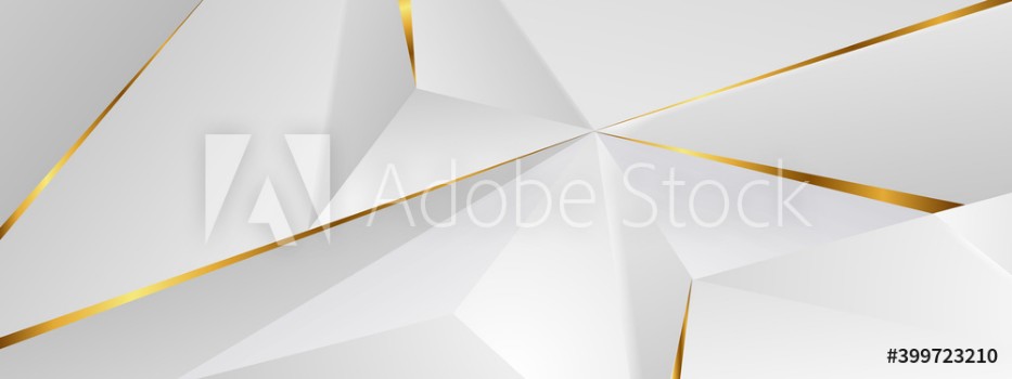 Bild på Abstract architectural background 3d illustration white and gold color modern geometric wallpaper can be used in cover design book design flyer website background or advertising